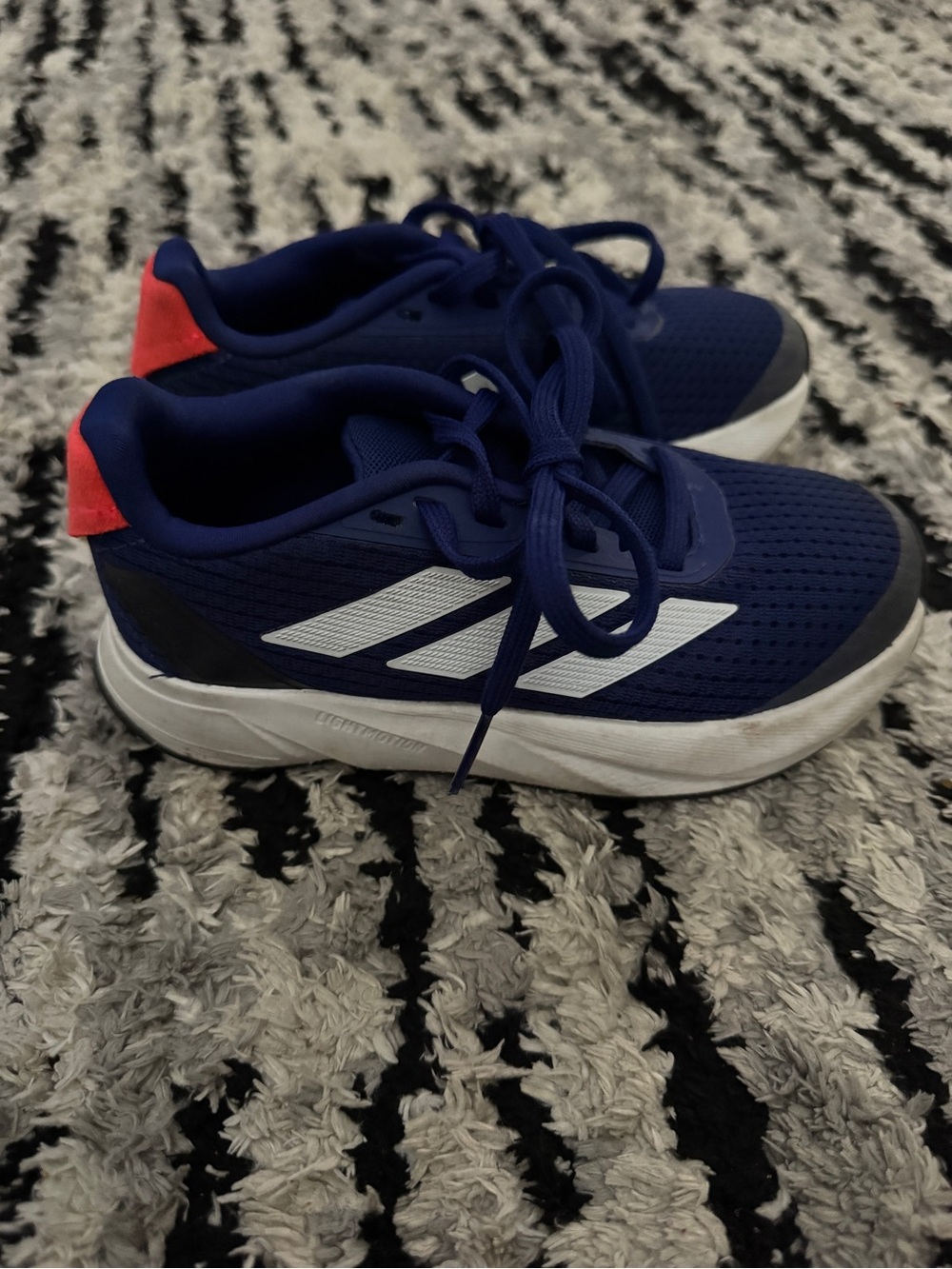 Kids Adidas size 12K sneakers. DURAMO SL J 'NAVY SOLAR RED